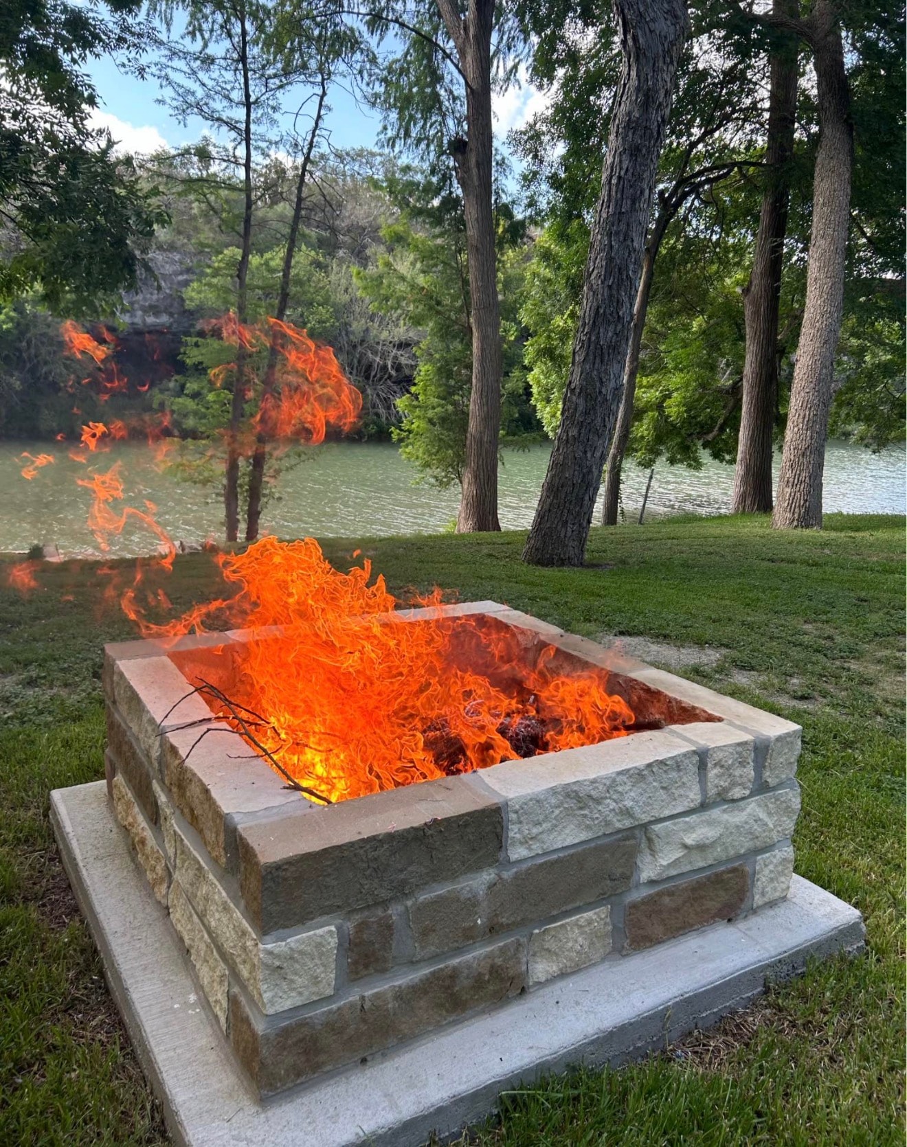 Stone Fire Pit on the River
