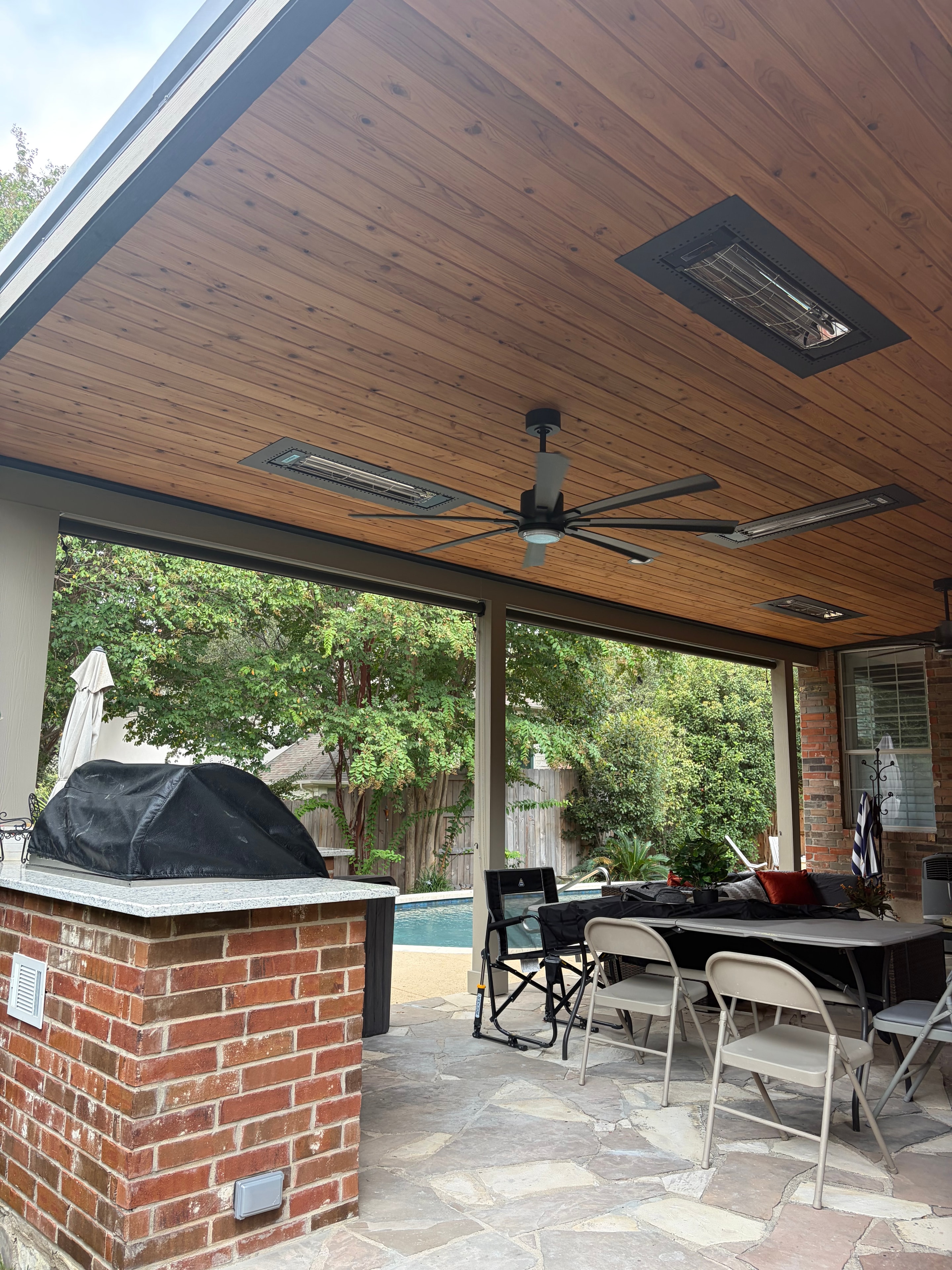 Patio Cover with Cedar Ceiling & Fans