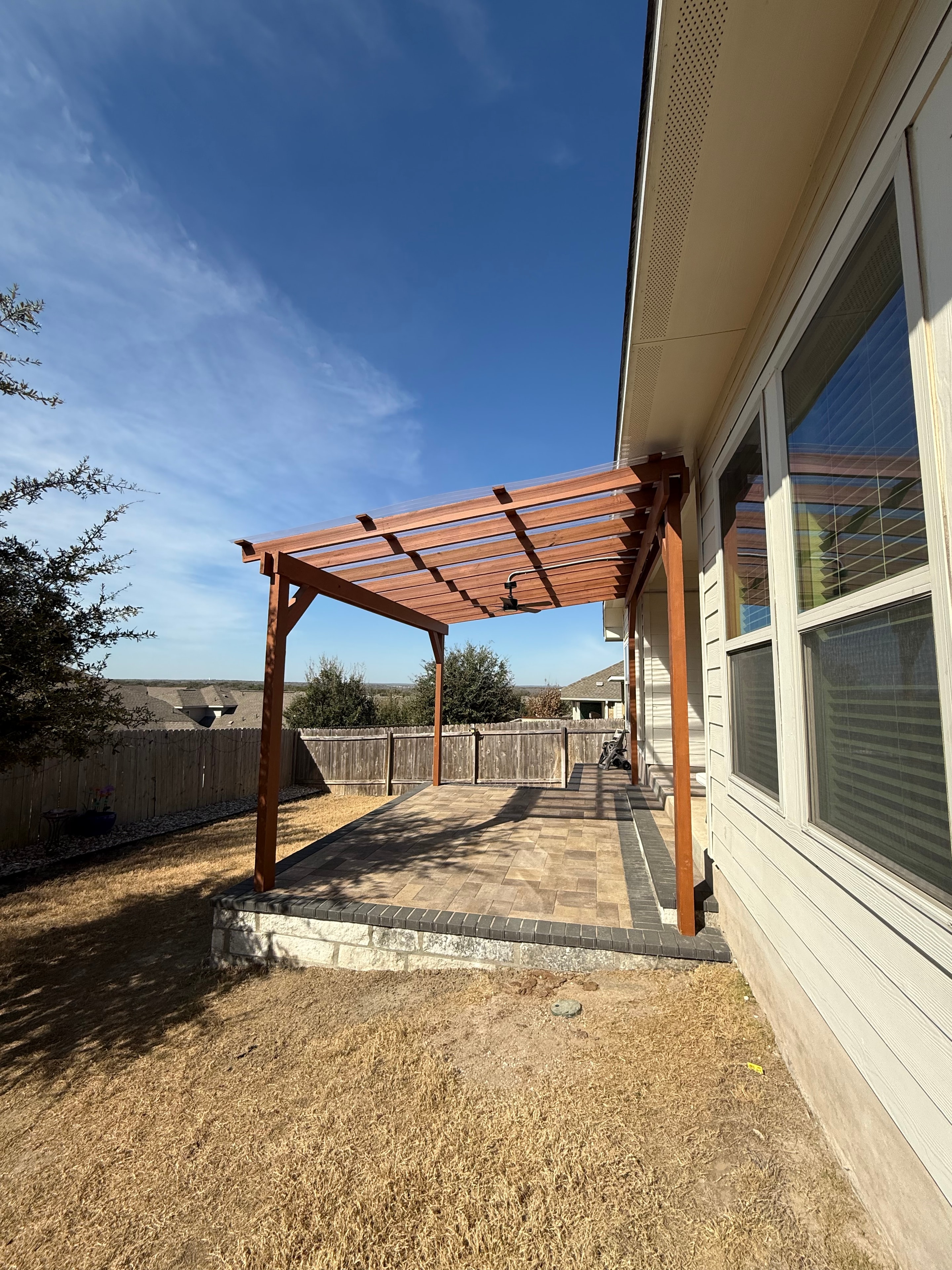 Attached Pergola with Paver Patio